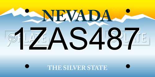 1ZAS487 Nevada License Plate