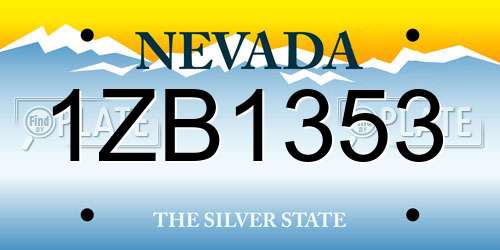 1ZB1353 Nevada License Plate