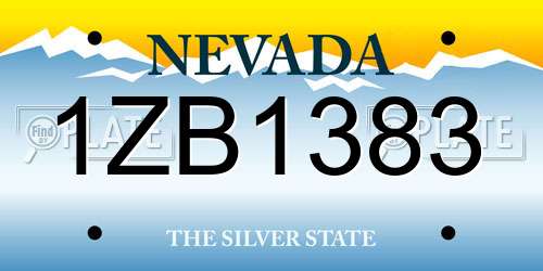 1ZB1383 Nevada License Plate