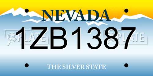 1ZB1387 Nevada License Plate