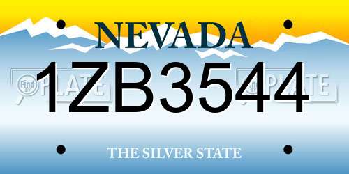 1ZB3544 Nevada License Plate