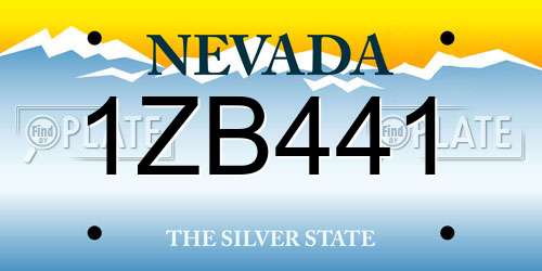 1ZB441 Nevada License Plate