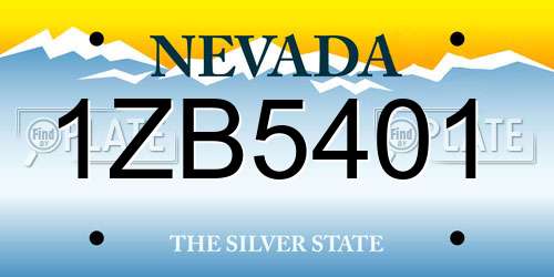 1ZB5401 Nevada License Plate