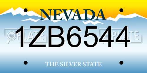 1ZB6544 Nevada License Plate