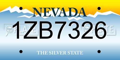 1ZB7326 Nevada License Plate