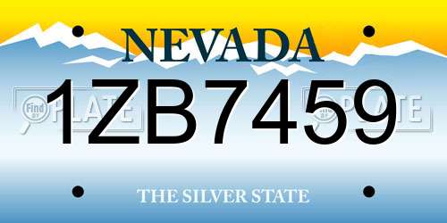 1ZB7459 Nevada License Plate