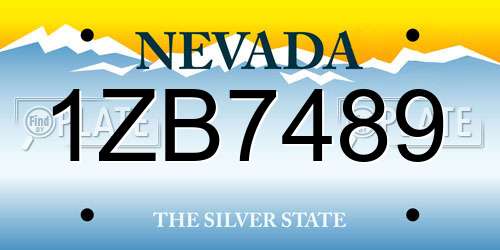 1ZB7489 Nevada License Plate