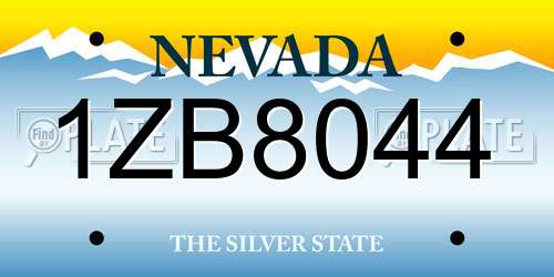 1ZB8044 Nevada License Plate