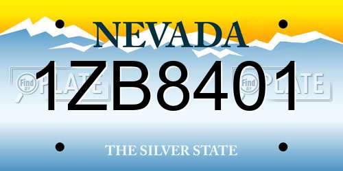 1ZB8401 Nevada License Plate