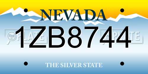 1ZB8744 Nevada License Plate