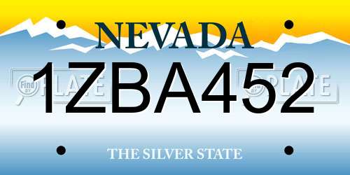 1ZBA452 Nevada License Plate