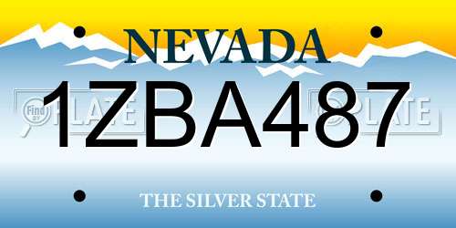1ZBA487 Nevada License Plate