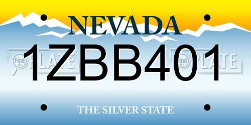 1ZBB401 Nevada License Plate