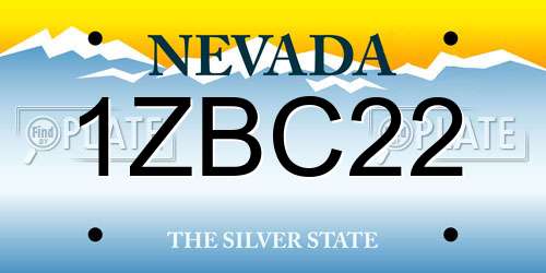 1ZBC22 Nevada License Plate