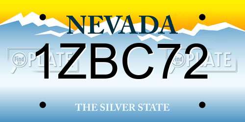 1ZBC72 Nevada License Plate