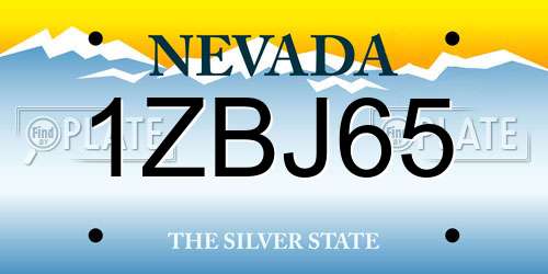 1ZBJ65 Nevada License Plate