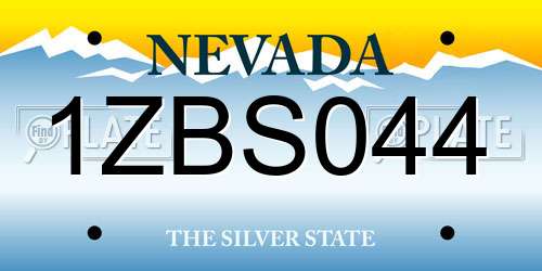 1ZBS044 Nevada License Plate