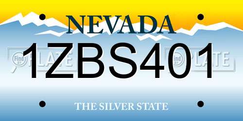 1ZBS401 Nevada License Plate