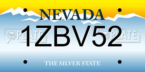 1ZBV52 Nevada License Plate