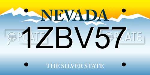 1ZBV57 Nevada License Plate
