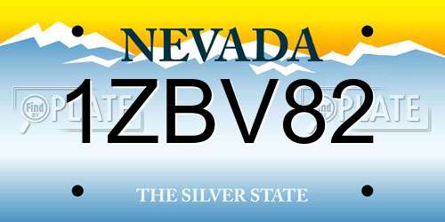1ZBV82 Nevada License Plate