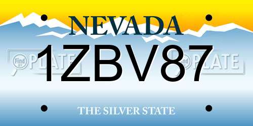 1ZBV87 Nevada License Plate