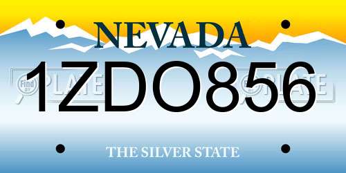 1ZDO856 Nevada License Plate