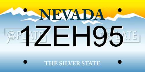 1ZEH95 Nevada License Plate