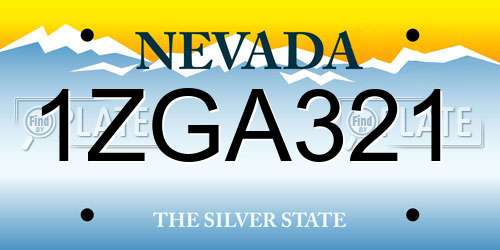 1ZGA321 Nevada License Plate