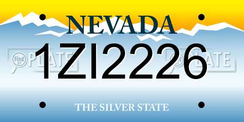 1ZI2226 Nevada License Plate