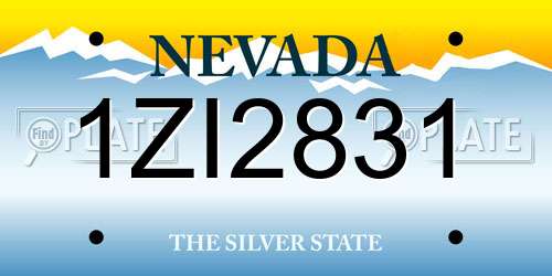 1ZI2831 Nevada License Plate