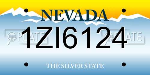 1ZI6124 Nevada License Plate
