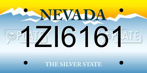 1ZI6161 Nevada License Plate