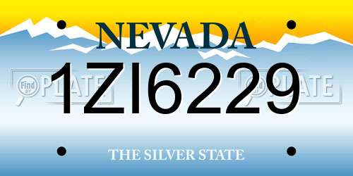1ZI6229 Nevada License Plate