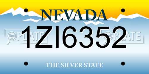1ZI6352 Nevada License Plate
