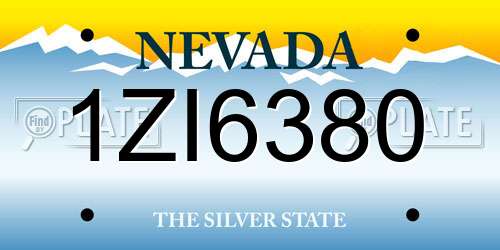 1ZI6380 Nevada License Plate