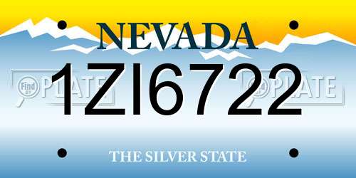 1ZI6722 Nevada License Plate