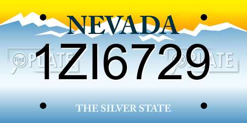 1ZI6729 Nevada License Plate