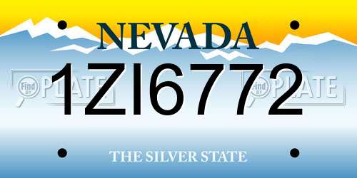1ZI6772 Nevada License Plate