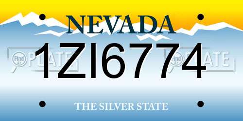 1ZI6774 Nevada License Plate