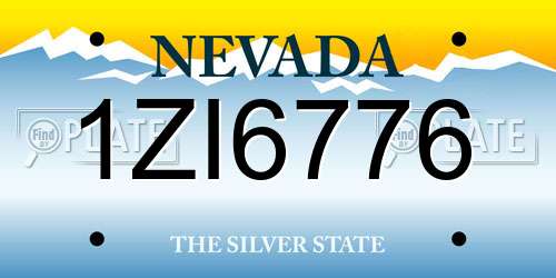 1ZI6776 Nevada License Plate