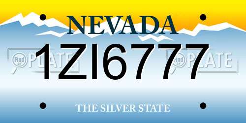 1ZI6777 Nevada License Plate