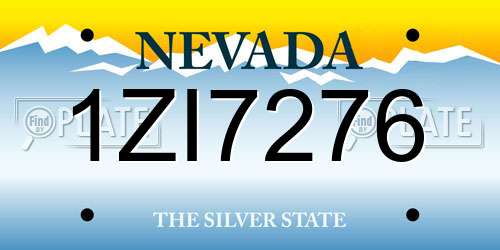 1ZI7276 Nevada License Plate