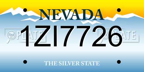 1ZI7726 Nevada License Plate