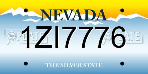 1ZI7776 Nevada License Plate