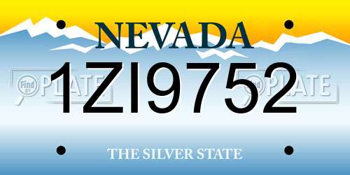 1ZI9752 Nevada License Plate