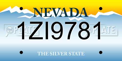 1ZI9781 Nevada License Plate