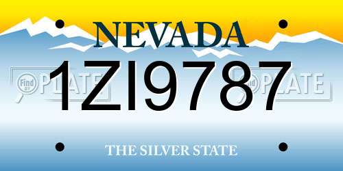 1ZI9787 Nevada License Plate