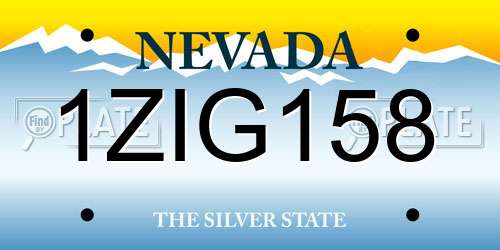 1ZIG158 Nevada License Plate