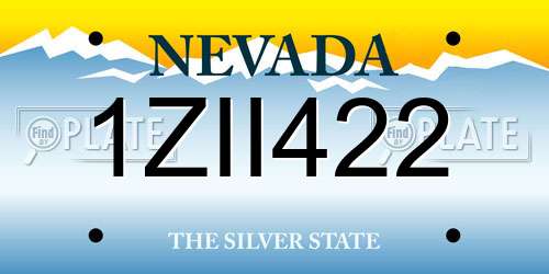 1ZII422 Nevada License Plate
